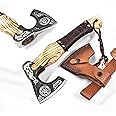 Viking Axe Ashwood Handle Handmade Carbon Steel Blade, Outdoor Camping Hunting, Norse Hatchets Axes, with Leather Wrapped Handle & Leather Sheath Wood Splitting Axes