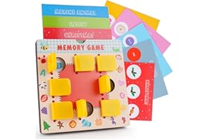 TINYLENS Memory Matching Game, Kids Travel Toy with 10 Double-Sided Cards, Flip Board for Ages 3-6, Travel Memory Game for Airplane & Road Trip