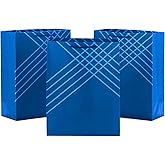 Hallmark 14" Extra Large Blue Gift Bag Bundle (Pack of 3) for Birthdays, Graduations, Father's Day, Baby Showers, Bridal Showers