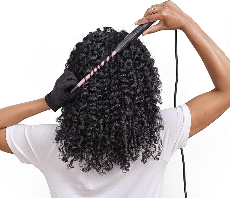 Boucleur 10 mm Curling Iron - Revêtement en Quartz-Céramique, 10 réglages de température, Design Compact , Rose & Noir, C449E