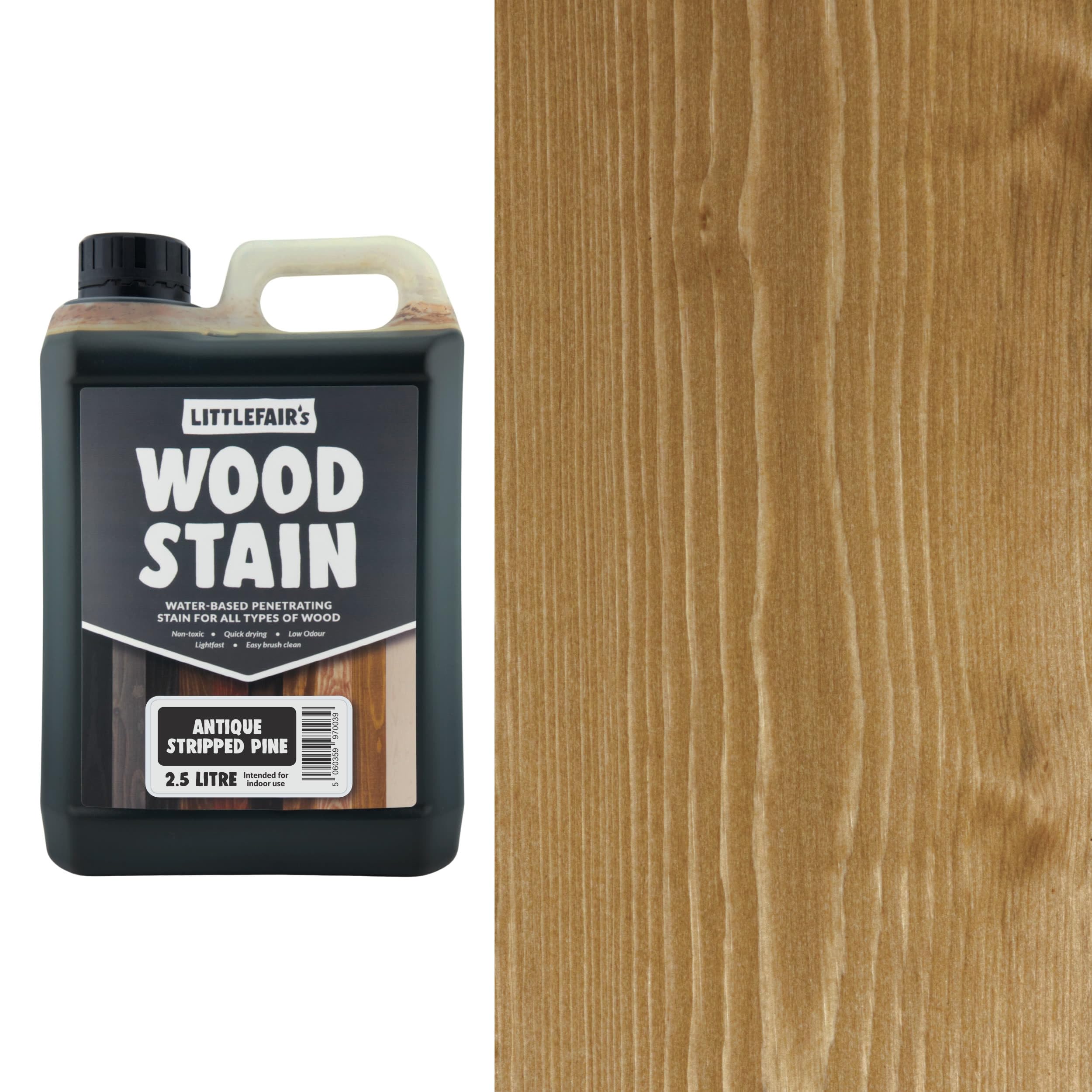 Littlefair's Wood Stain Water-Based - (Antique Stripped Pine) โ Non-Toxic, Eco-Friendly & Quick Drying - Easy-to-Apply, Concentrated Formula for All Wood Types โ 2.5 LTR โ image 1