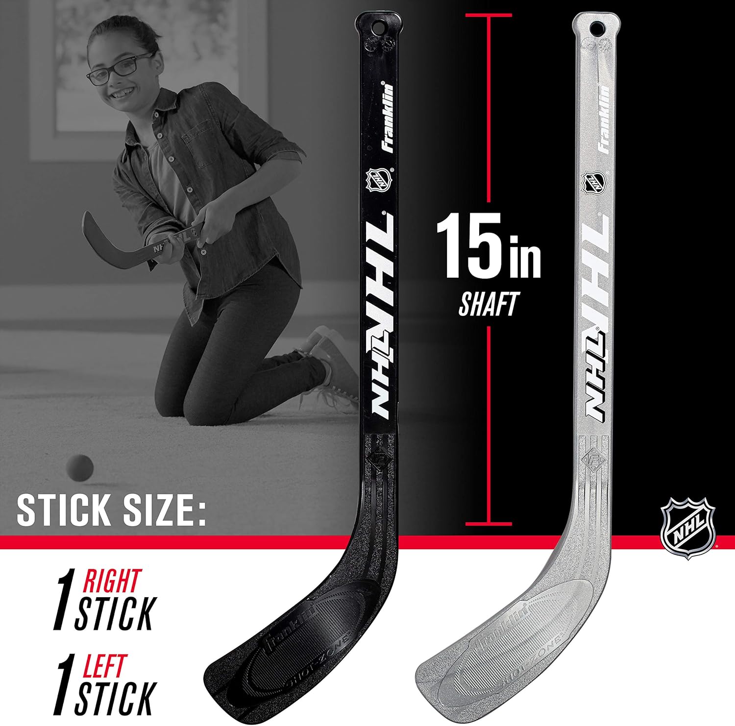 Franklin Sports Knee Hockey Set - Includes 1 Mini Hockey Goal - 2 Mini Hockey Sticks and 2 Foam Balls - NHL - Indoor Kids Hockey Goal and Sticks Set : Sports & Outdoors