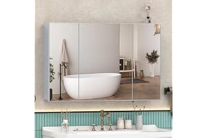 Umeiga Medicine Cabinet Mirror with Storage, Pre-Assembled Medicine Cabinets for Bathroom, Recessed or Surface Mount Large Si