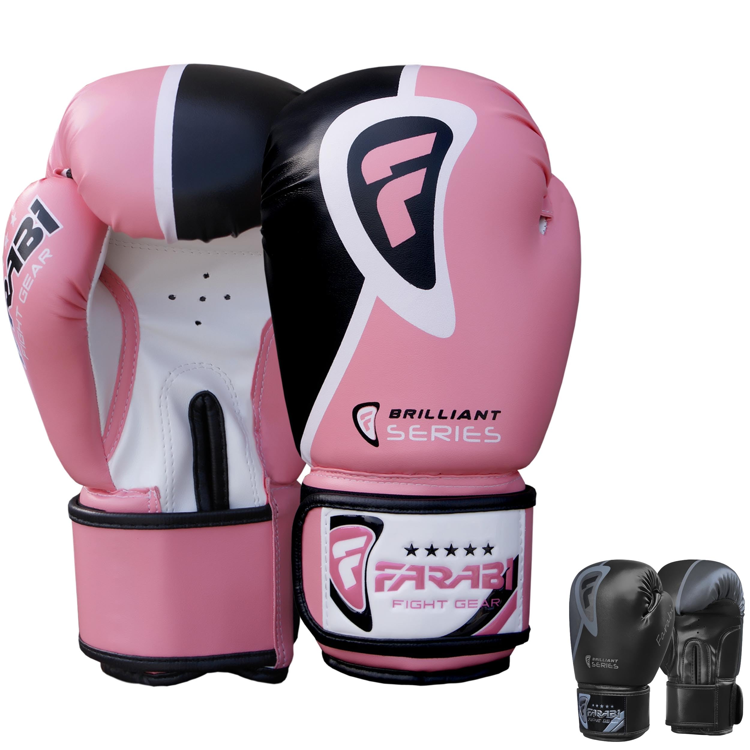 Farabi Pro Fighter Boxing Gloves Sparring Gym Bag Punching Focus Pad Mitts (Pink, 14Oz) — image 1