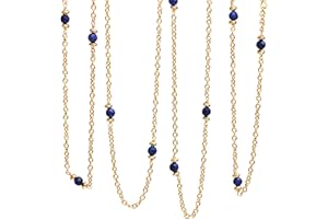 GEMPIRES NATURE’S TREASURE Gempires Natural Station Necklace, Handmade jewelry With 34 + 2 Inch 14k Yellow Gold Plated Adjustable Chain