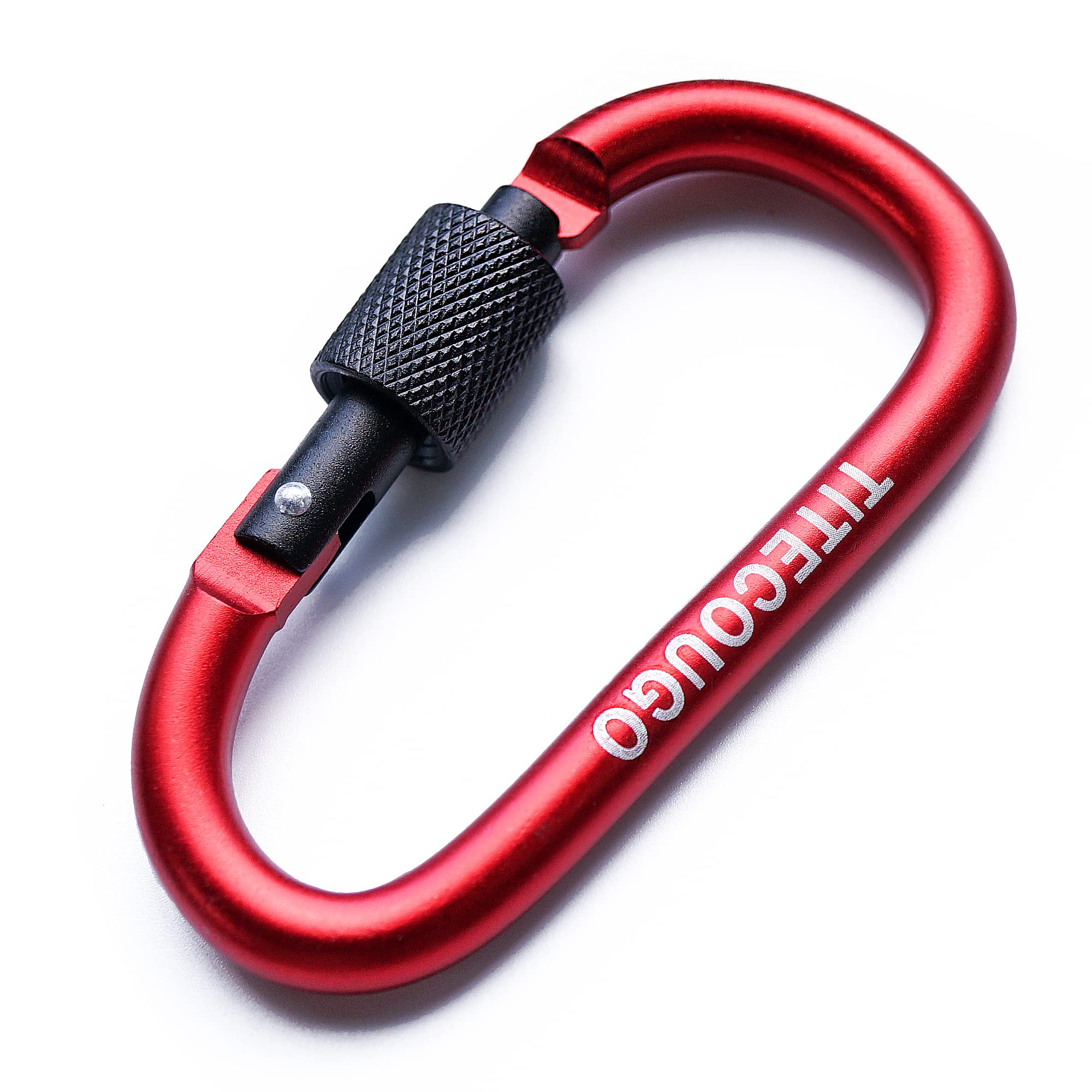 TITECOUGO 4 PCS Aluminum Alloy D-Ring High Strength Carabiner Key Chain Clip Hook For Camping Hiking (Not for Climbing) Red Black