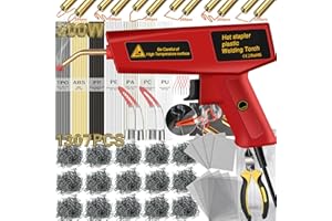 Wrdlosy 200W Plastic Welder, 1205PCS Staples 78PCS Rods Lifetime Warranty, Plastic Welding Kit 5 in 1 Welding Tips Tape Sandpaper Wire Mesh Plier Custom Carry Case Bumper Repair Kit (Red)