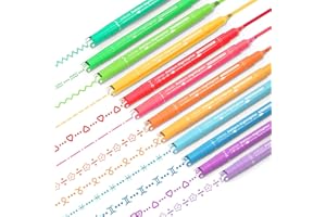 AOROKI 12 Colored Curve Highlighter Pen Set, 10 Different Shapes Dual Tip Marker Highlighters for Journaling Drawing Note Taking,Curve Highlighter pens for Planner Scrapbook School Supplies