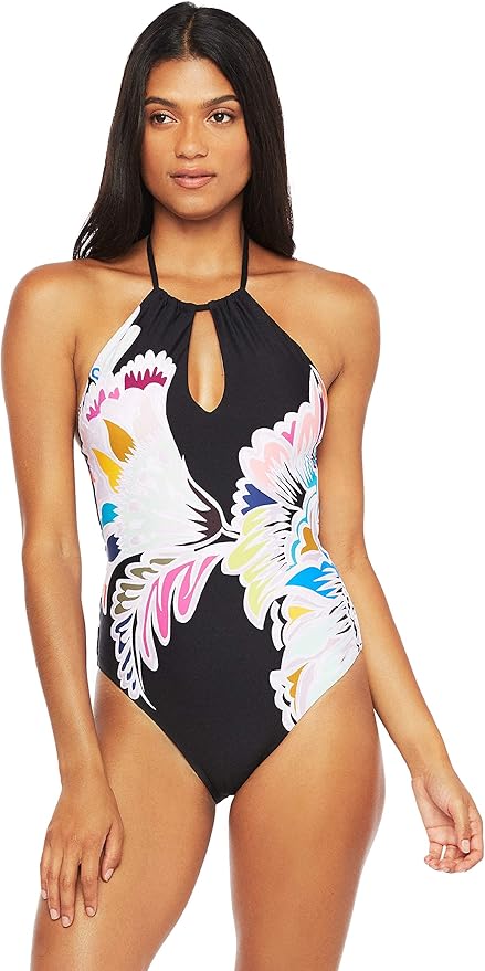 technicolor halter one piece swimsuit