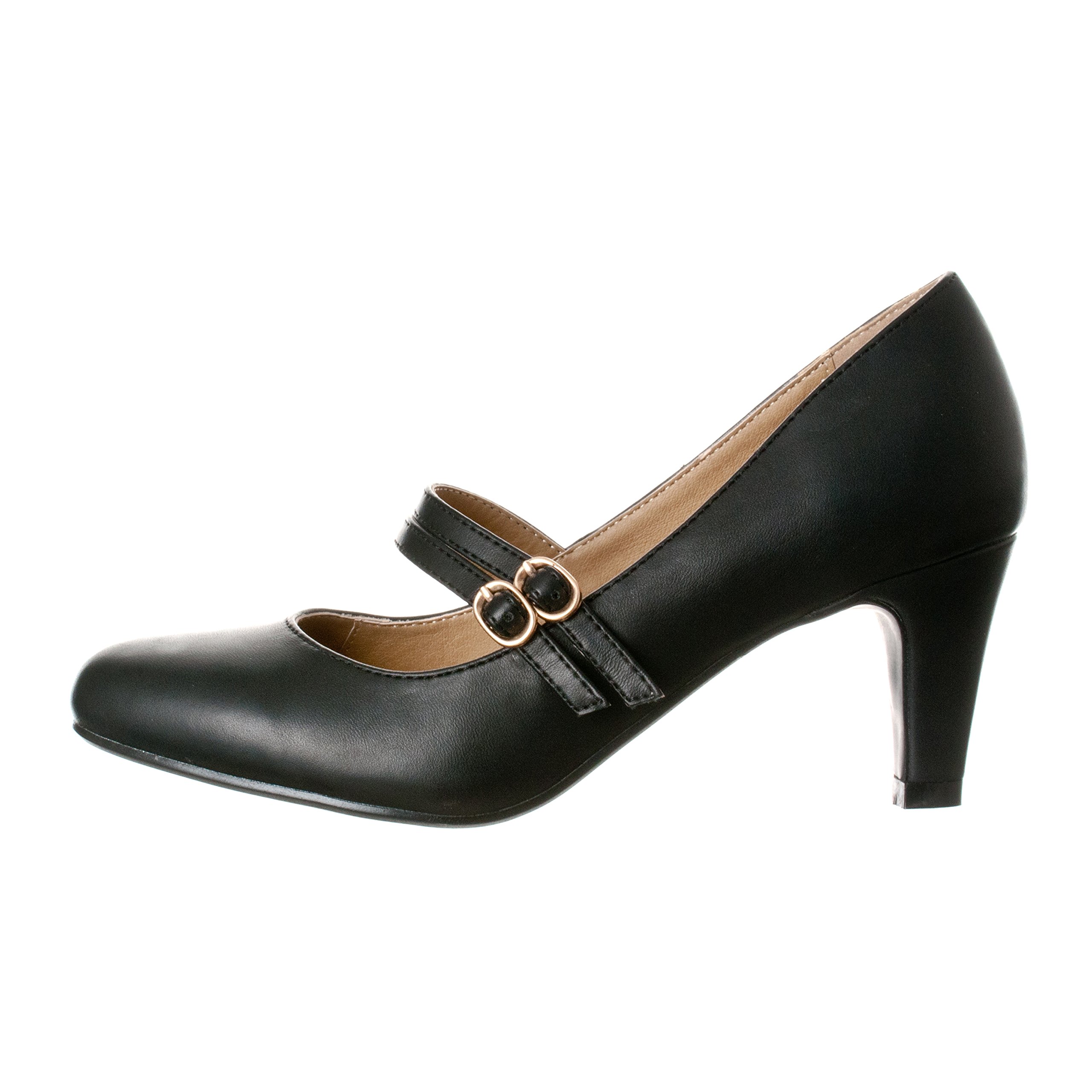 Riverberry Women's Mila Chunky, Mid Heel Mary Jane Pump Heels - Image 3