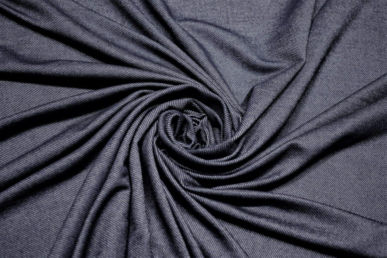 Indigo Denim Jersey 4 Way Stretch Soft Knit Spandex Shirting Apparel Fabric 60" Wide by The Yard (by The Yard)