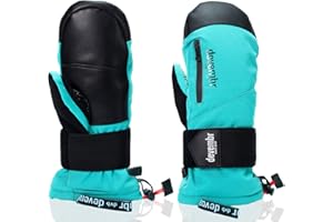 devembr Ski Mittens with Wrist Guards, Waterproof Snowboarding Mittens (S/M/L)