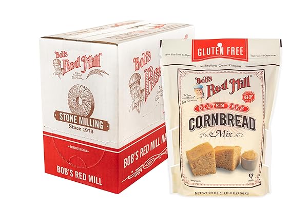 BOB’S RED MILL GLUTEN FREE CORNBREAD MIX, 20OZ (PACK OF 1) – GLUTEN FREE, KOSHER, PACKAGE MAKES ONE 9”X9” PAN OR 12 MUFFINS – MOIST, LIGHT TEXTURE