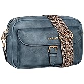 ICOLRAE Crossbody Bags for Women Vegan Leather Small Handbag Mini Travel Purse with Adjustable Wide Strap
