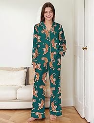 SHESHOW Women Pajamas Set Long Sleeve Button Up