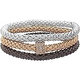 Nine West Women's Crystal Set of 3 Stretch Bracelet Tri Tone