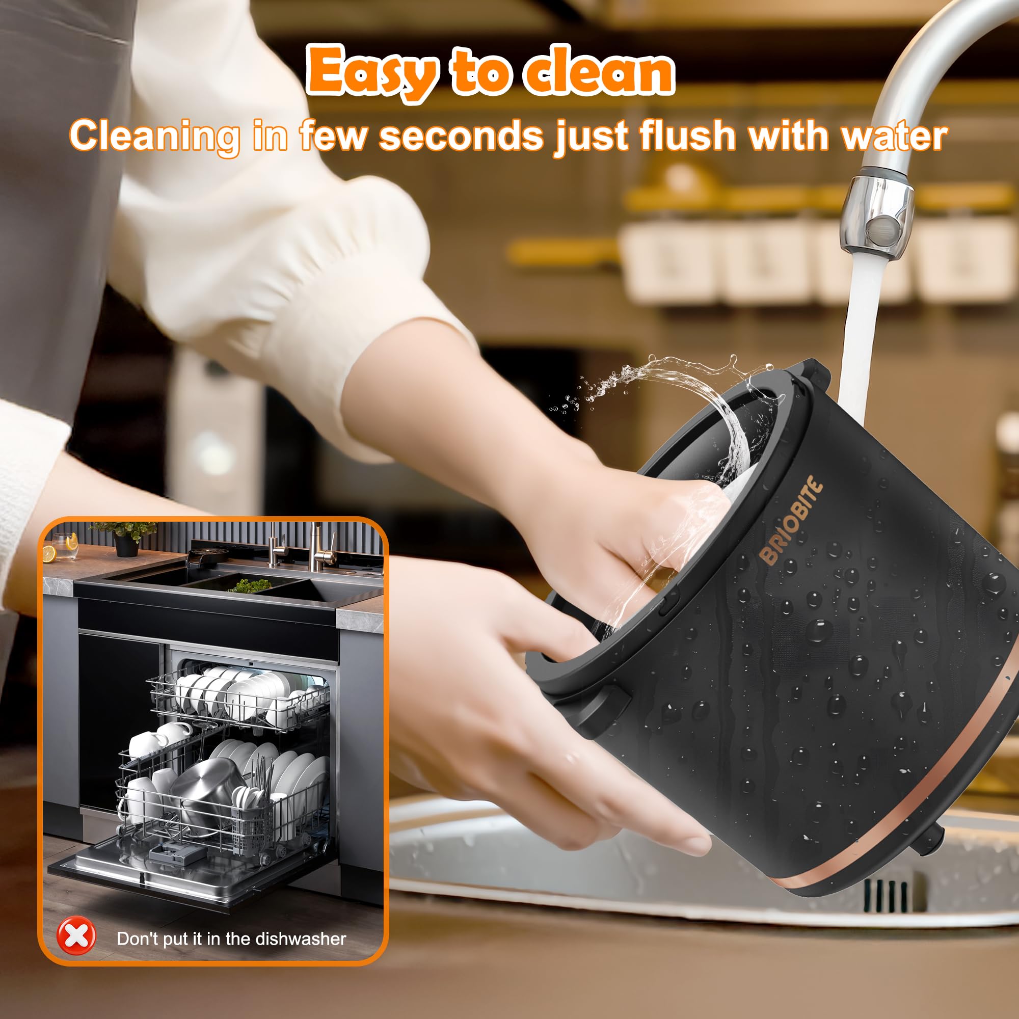 BRIOBITE Máquina para hacer helados de 1,1 cuartos – Máquina eléctrica para helados, batidos y sorbetes, perfecta para 2-3 porciones, fácil de usar y limpiar, color negro