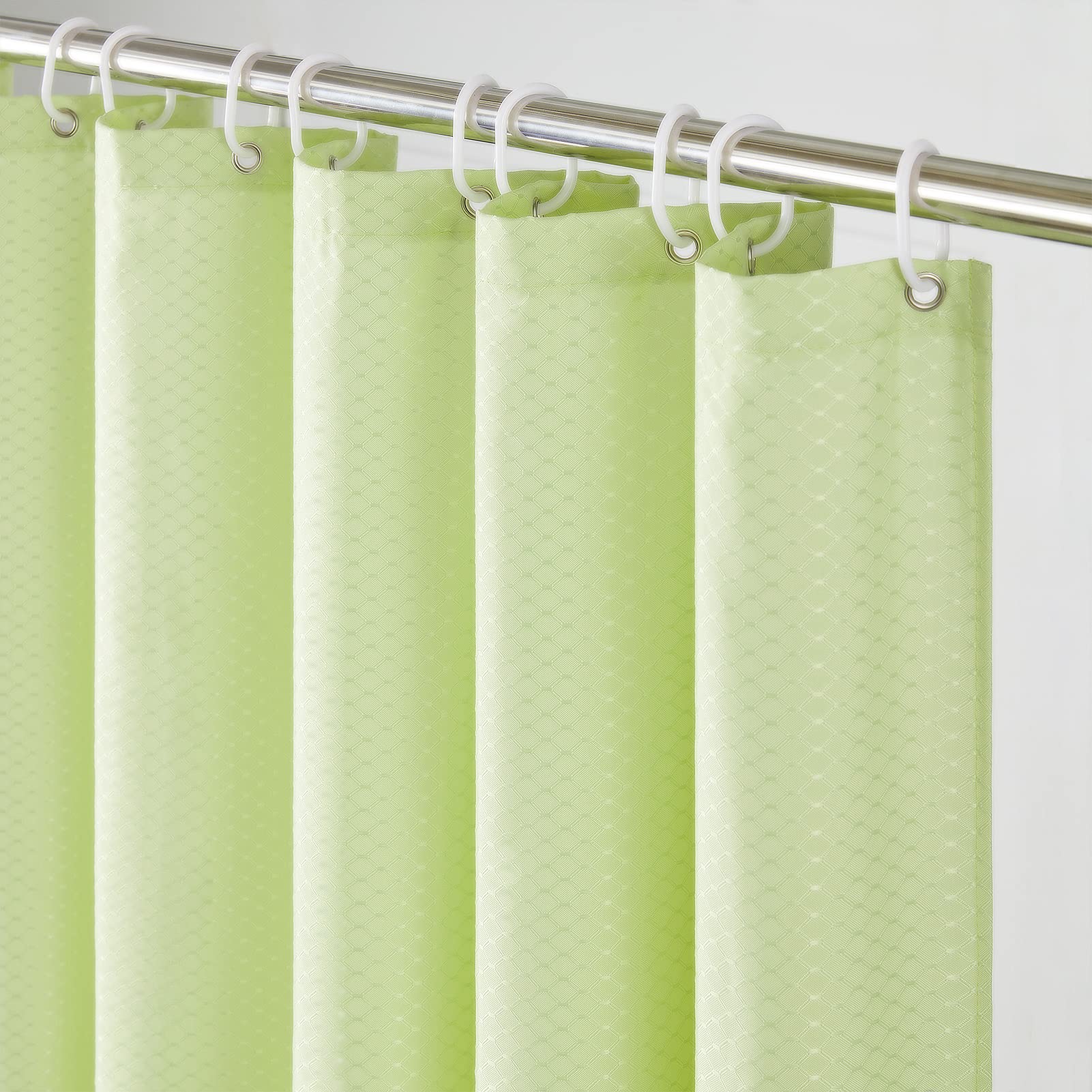 Furlinic Long Shower Curtain Waffle Waterproof Mildew Resistant Yellow Bath curtains Polyester Fabric Weighted for Bathroom with Hooks 71x84 Inch.