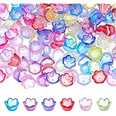 MBAIYO 600 Pcs Acrylic Bead Caps, Flower Bead Cap, Mixed Colors Frosted Floral Spacer Beads Frosted Bell Tulip Flowers Lily Beads for DIY Jewelry Making Bracelets Necklaces Crafts