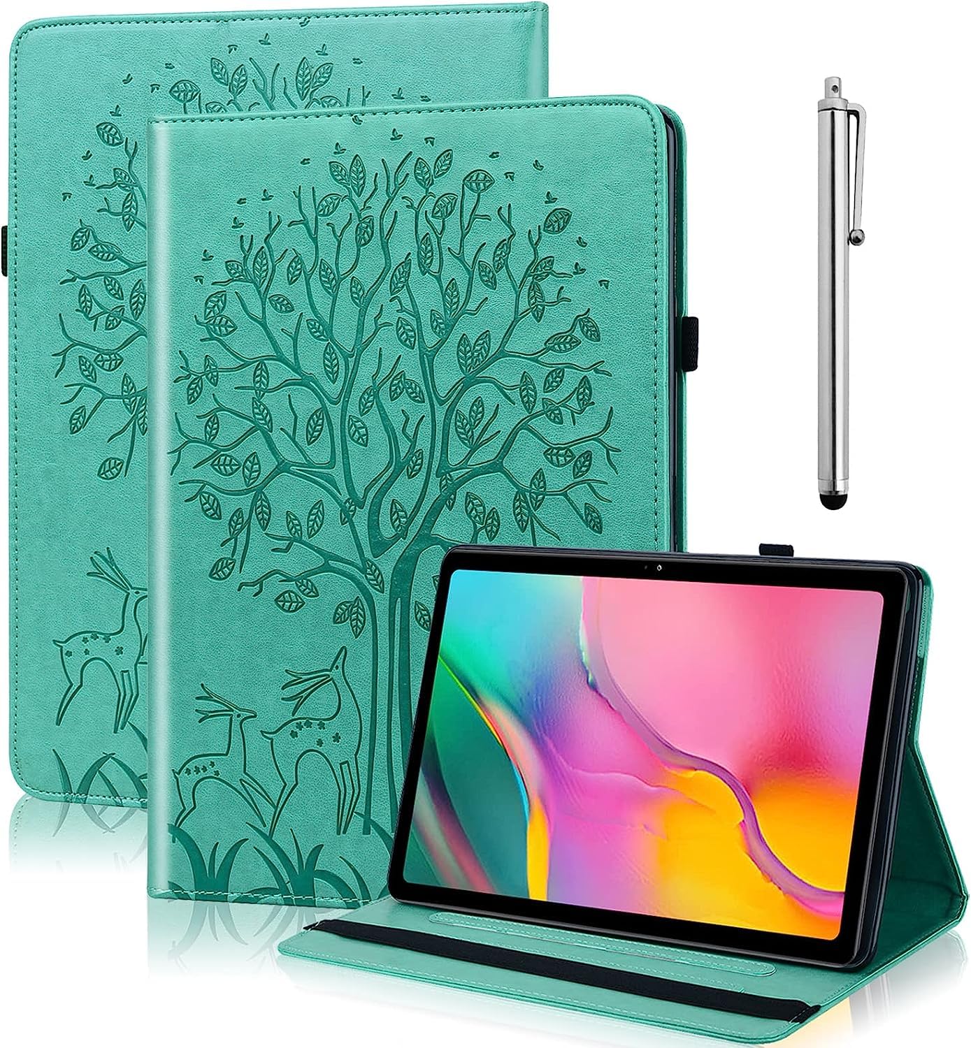 GLANDOTU Case for iPad Mini 7 (A17 Pro 2024) /iPad Mini 6 2021 8.3 inch Case,Flip Wallet PU Leather Tablet Cover with Folding Stand,Elastic Strap and Pen Holder -Green