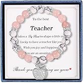Teacher Appreciation Gifts Bracelets, Teacher Valentine Gifts for Women Men, Stretch Beads Bracelet Jewelry with Gift Message Card