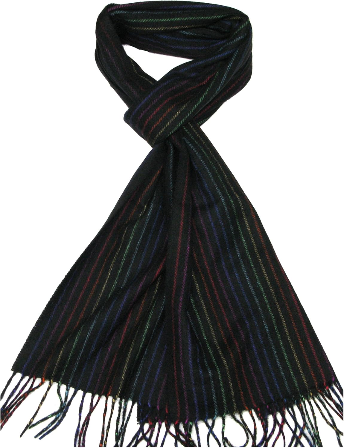 Mens Cashmere Scarf Black Lovarzi Striped Wool Winter Scarves for Men