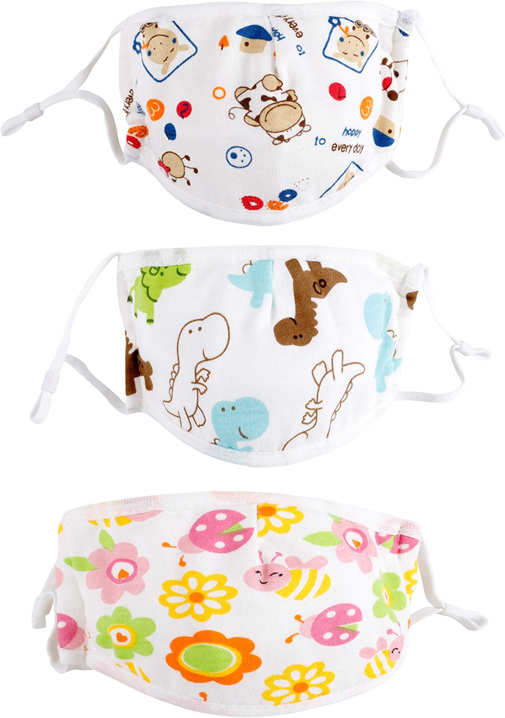3Pcs Cotton Kids Anti-Dust Reusable Cartoon Face Mouth Protection Cover (Small, 4)