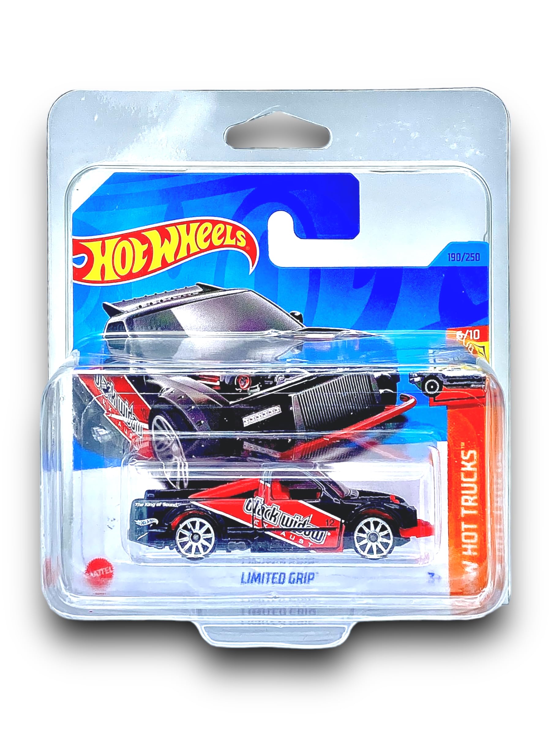 Hot Wheels Limited Grip (Black & Red) 6/10 HW Hot Trucks - 2023-190/250 (Short Card) - COMES IN A KLAS CAR KEEPER PROTECTIVE COLLECTORS CASE - HKG56