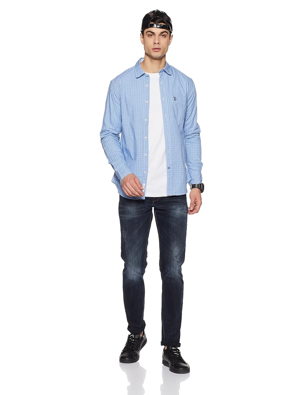 us polo association men's checkered regular fit casual shirt