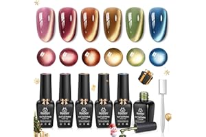 beetles Gel Polish Golden Mirage Cat Eye Gel Nail Polish Set - 6 Colors Glitter Red Green Blue Brown Pink Christmas Gel Nail Kit Magnetic Shine Soak Off UV Winter Salon DIY Manicure Gift for Women