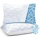Puzellot Cooling Pillows King Size Set of 2, Luxury Memory Foam Pillows, Adjustable Firm Bed Pillows for Sleeping 2 Pack, Cool Cold Soft Gel Pillow for Hot Side Back Stomach Sleepers 20" x 36"