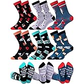 Berlune 6 Pairs Mail Carrier Crew Socks for Men Women Novelty Postman Postal Worker Socks Accessories with Mailbox Envelope Truck Pattern Appreciation Gifts for Valentine's Day Mailman Postal Employee