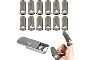 JWH Ultra Thin Pure Silver Fiber Mobile Phone Gaming Accessories Finger Thumb Sleeve,Breathable Silky,12 Pack Guantes para Dedos Gamer,Storage Box, Dedales Gamer,Finger Gloves, for PUBG Gaming Cots