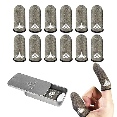 JWH Ultra Thin Pure Silver Fiber Mobile Phone Gaming Accessories Finger Thumb Sleeve,Breathable Silky,12 Pack Guantes para Dedos Gamer,Storage Box, Dedales Gamer,Finger Gloves, for PUBG Gaming Cots
