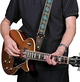 Nefelibata Guitar Strap Embroidered Cotton with Cowhide Ends 38–64in view 2