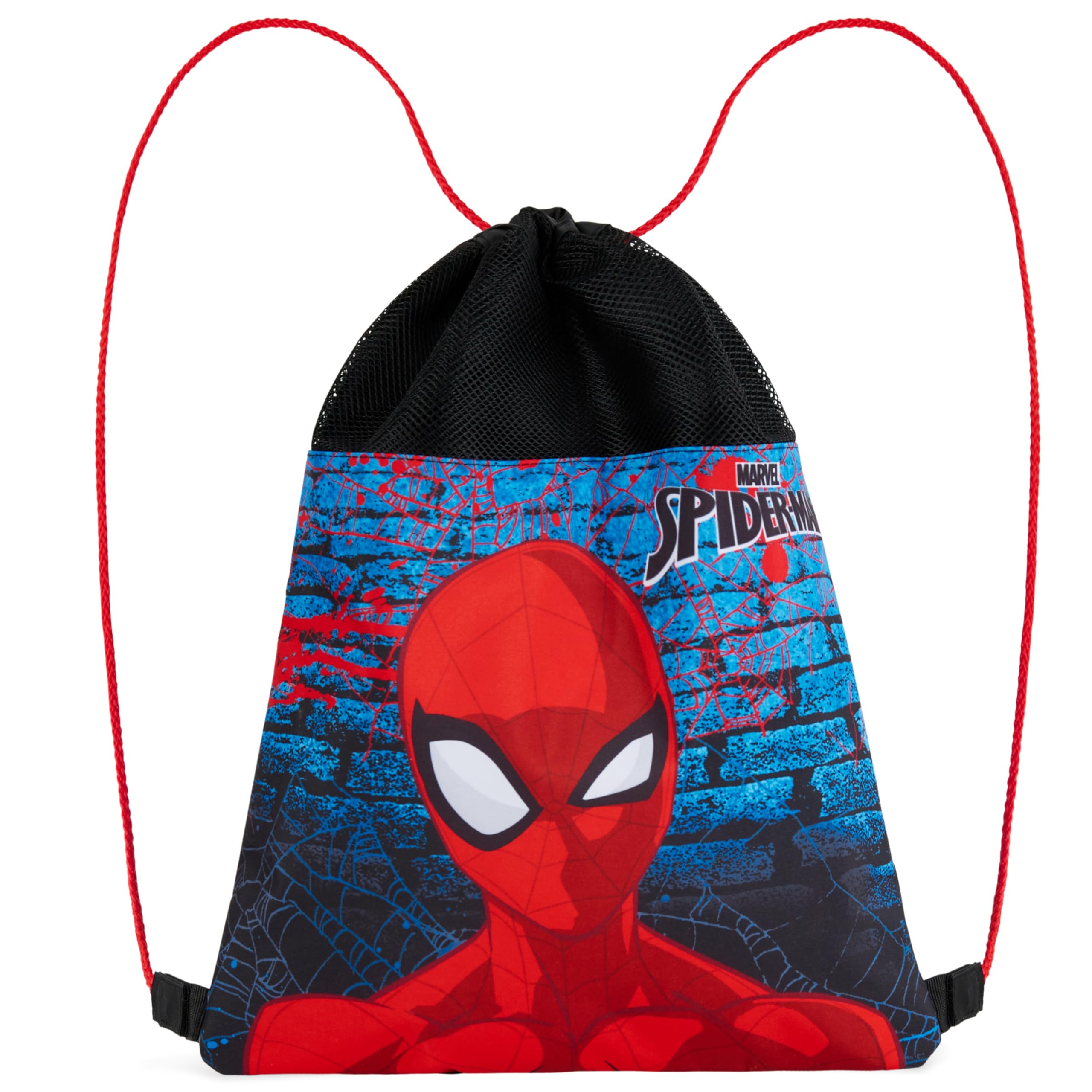 Disney Stitch Drawstring Bags for Kids Spiderman Swimming Bag String Backpack for School PE Kit Travel Beach Holiday Sports Gym (Red/Blue Spiderman)