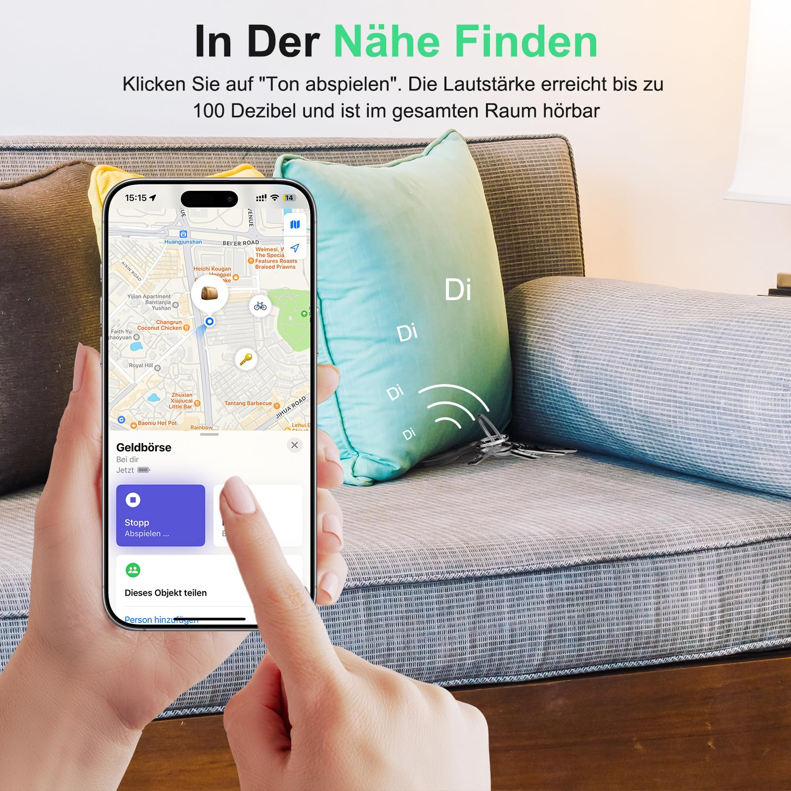 [Apple MFi-Zertifiziert] Air Tracker Tag kompatibel mit Apple Wo ist? (nur iOS) Inklusive Ersatzbatterie, Smart Tracker Tagg Finder für Schlüssel, Fahrrad, Wallet, Koffer, Reisepässe (Schwarz, 4-Pack) 3