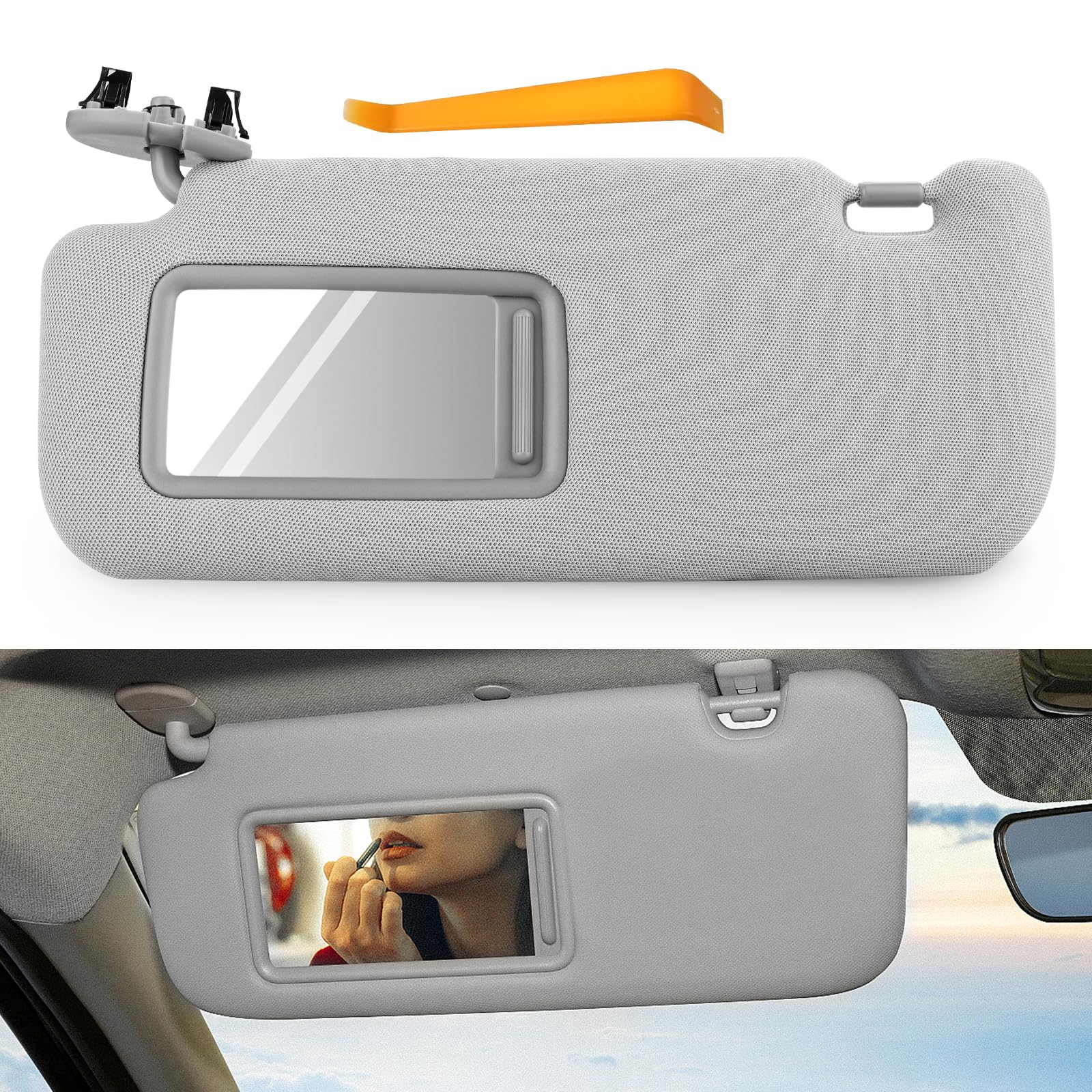 Photo 1 of JDMON Left Driver Side Sun Visor Compatible with Toyota Corolla 2007 2008 2009 2010 2011 2012 2013 Replaces 74320-02711-E0 7432002711E0 Left Driver Side (Gray)