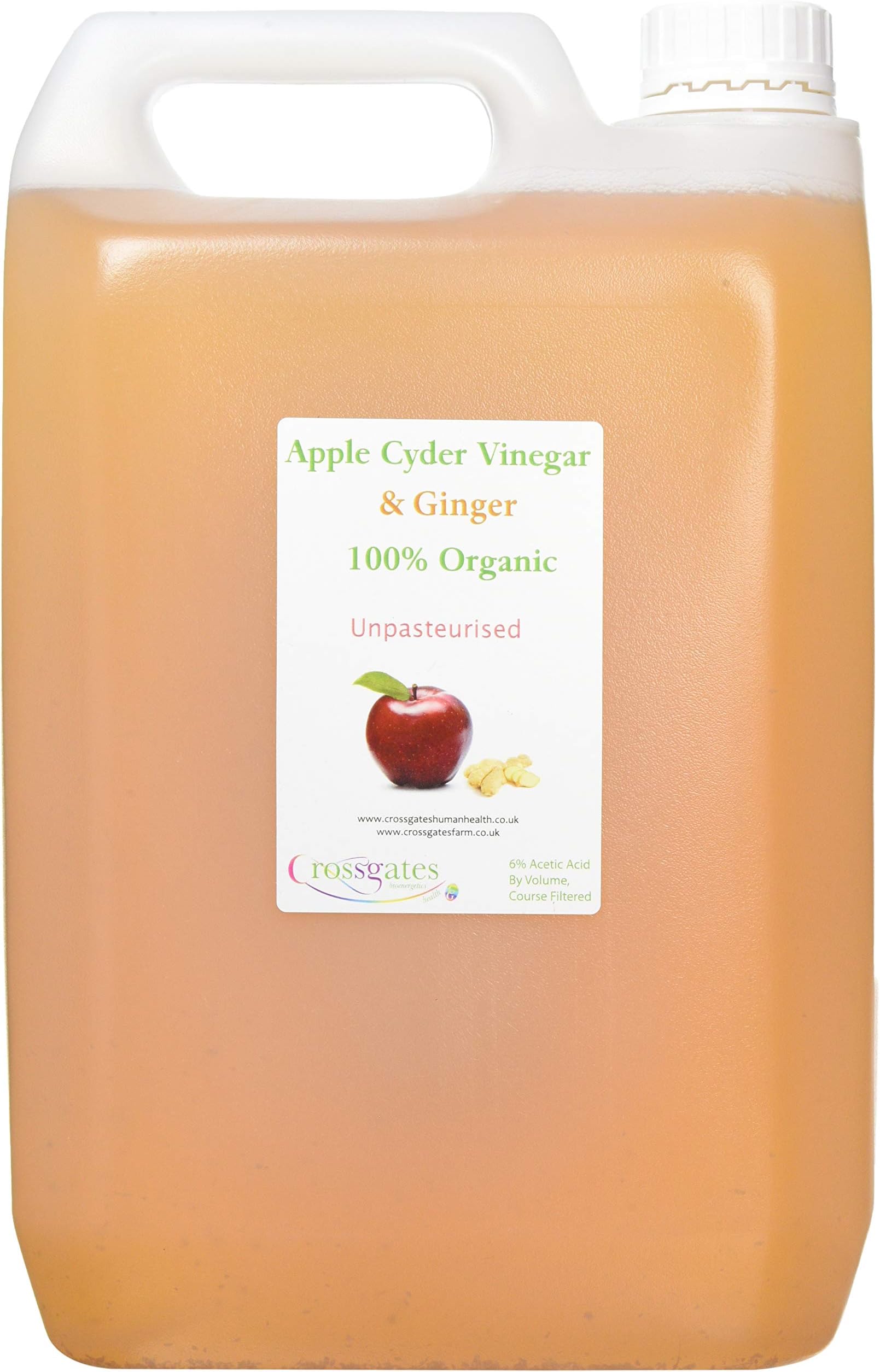Crossgates Organic Apple Cider Vinegar Plus Organic Ginger, 5 Litre
