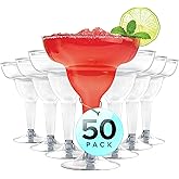 Stock Your Home Clear Plastic Margarita Glasses Disposable (Set of 50) Decorations for Cinco de Mayo Parties, Cocktail Cups for Tropical Party Supplies - Large 12 oz Hurricane Glasses