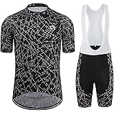 Coconut Ropamo CR Men's Cycling Jersey Set Road Bike Jersey Zipper Pocket Bib Shorts with 4D Padded Cycling Clothing Set