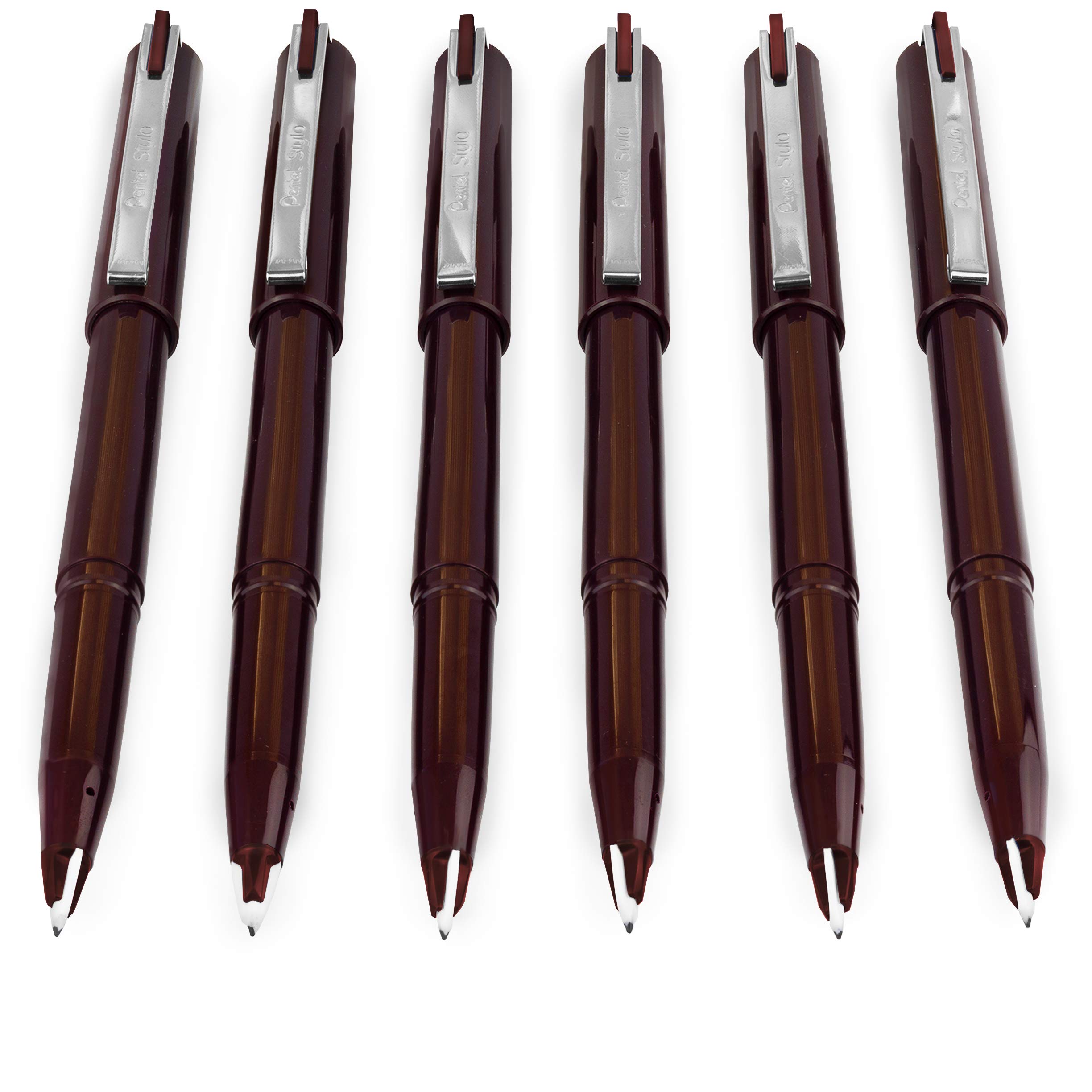 Pentel JM20 Stylo Disposable Fountain Pen – Sepia Ink - Pack of 6