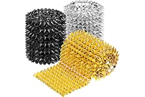 Glarks 3 Yards Sew Stitch on Spike Stud Bullet Cone Flatback Rivets Punk Rock Trim Beads Plastic Trim Mesh Beads for DIY Leat