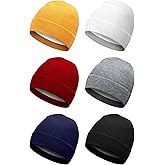 SATINIOR 6 Pcs Winter Satin Lined Hat Silk Lined Beanies Cuffed Plain Skull Hat Winter Warm Beanies for Women Men
