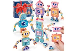 KODATEK Wooden Snap-Together Building Toys, STEM Building Blocks, Take Apart Toys Playset, Fine Motor Skill Montessori Educational Learning Toys Gift for 3 4 5 6 Years Toddlers Kids