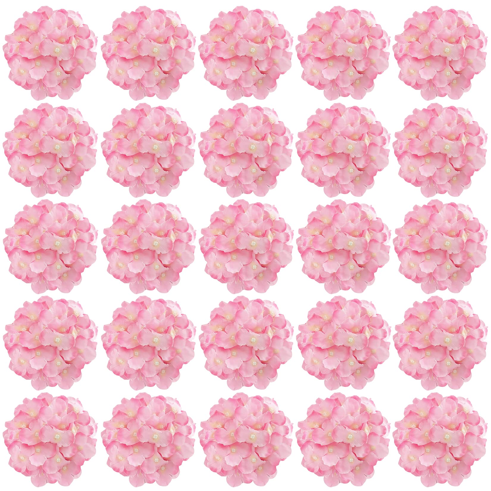 FagusHome 30 Pcs Silk Hydrangea Heads Artificial Flowers Heads and Stems Fake Hydrangea Flowers for Home Wedding Decor (Dark Pink)