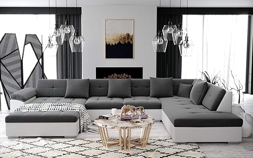 Atis Grand Canape D Angle Panoramique En U En Tissu Angle