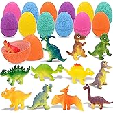 12 Pack Prefilled Easter Eggs With Toys, Dinosaur Easter Basket Egg Hunt Stuffers, Pre Filled Easter Eggs Fillers for Kids Gifts Party Favors, Goodie Bag Stuffer, Pinata Filler, Easter Prizes