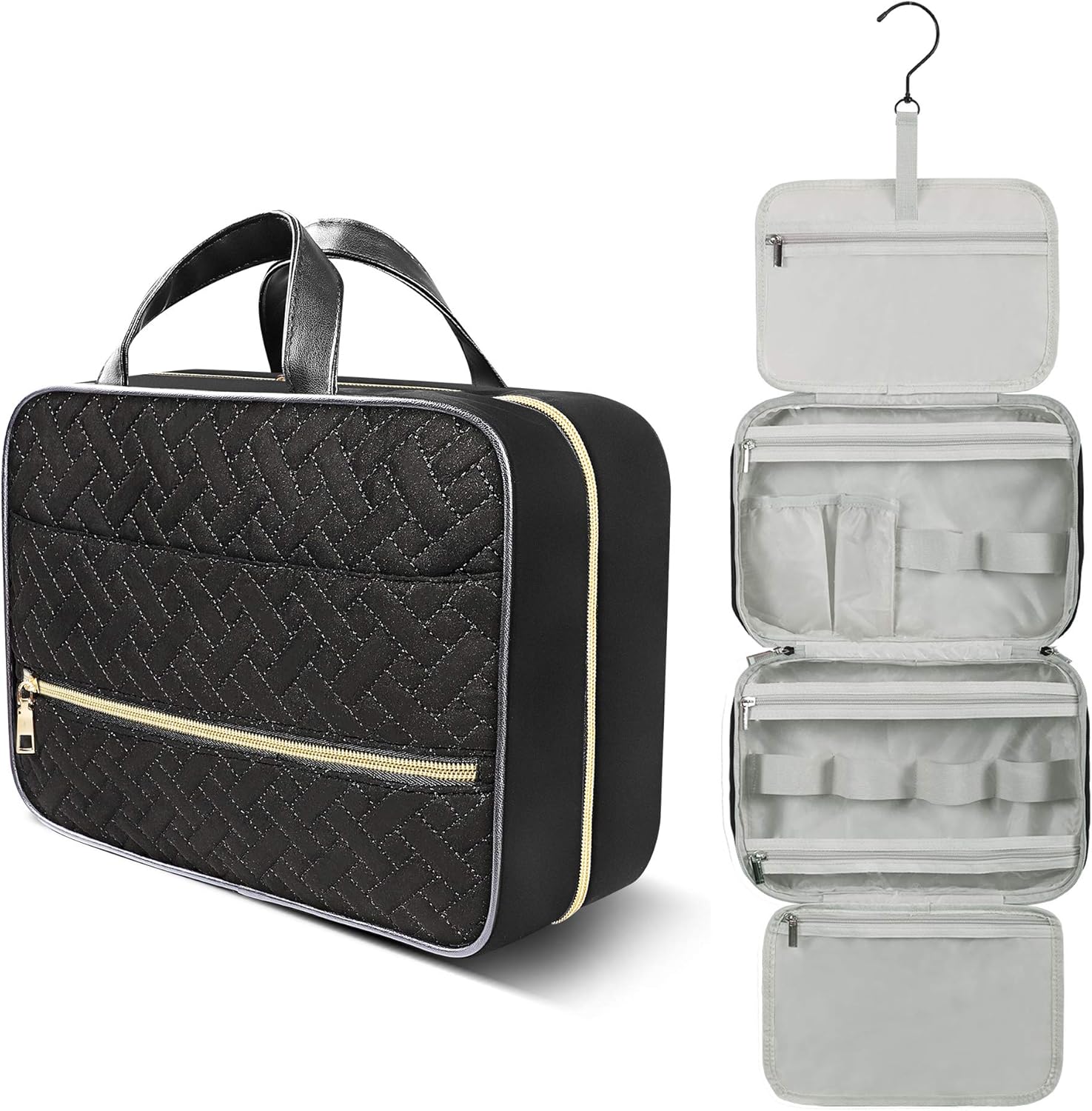 Travel Toiletry Bag for Women, Water-resistant Hanging Makeup Bag, Large Capacity Travel Cosmetic Bag Organizer for Accessories, Full Sized Container, Toiletries: Clothing
