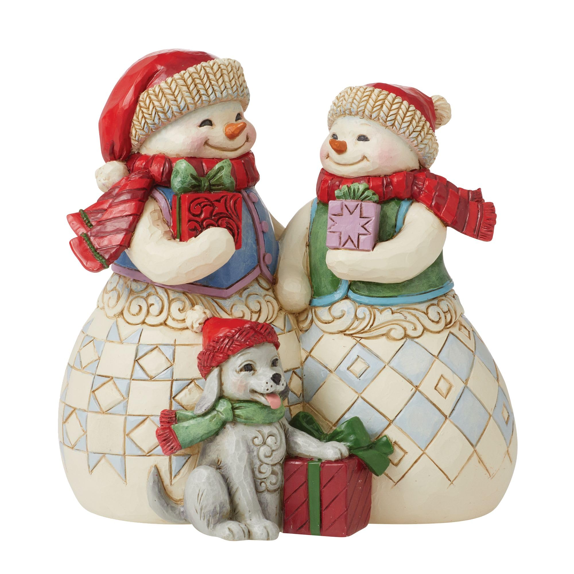 Enesco Jim Shore Snow Couple W/puppy Figurine